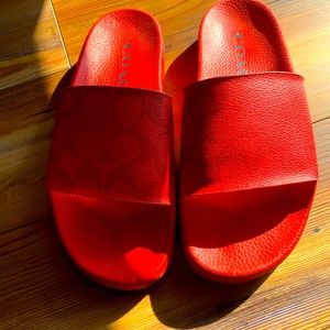 Coach Signature Red Udele Slides Size 7
